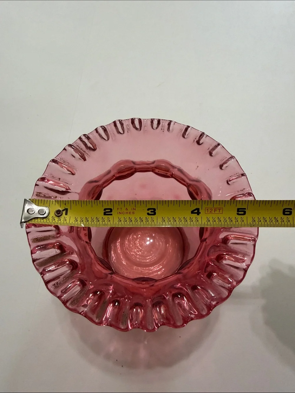Pink Ruffled Glass Vase - Elegant Home Accent